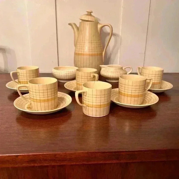 Rare Gray’s Susie Cooper Pottery  Art Deco ‘Sun Buff’ Tea Set 1910-1930’s - Picture 8 of 12